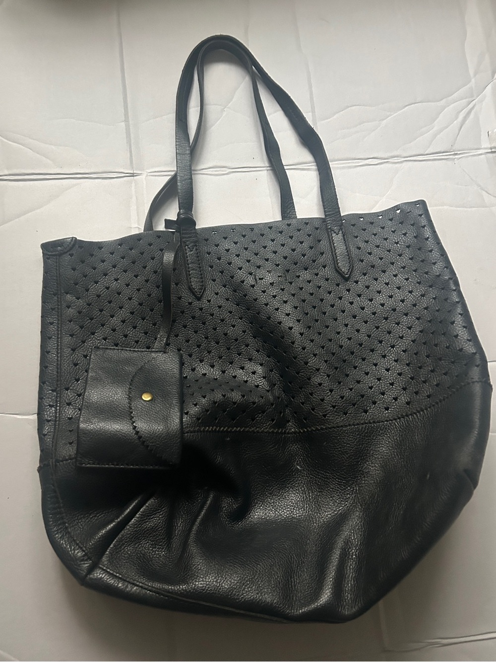 J. Crew Heart Cutout Leather Tote Bag